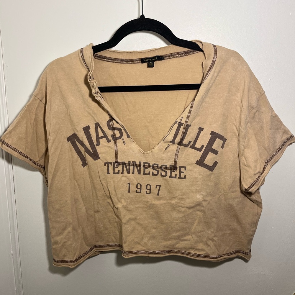 Nashville Graphic Tan Crop Top